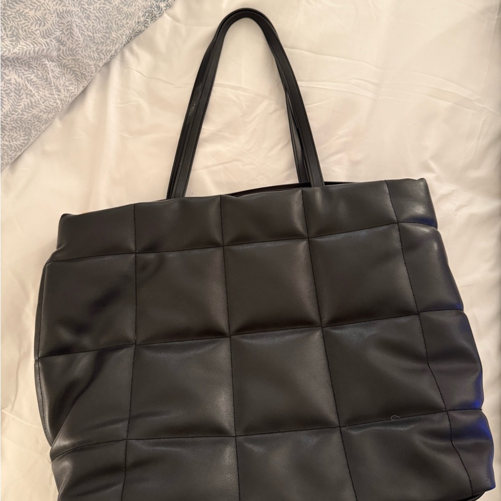 Elegant Black Quilted Tote Bag